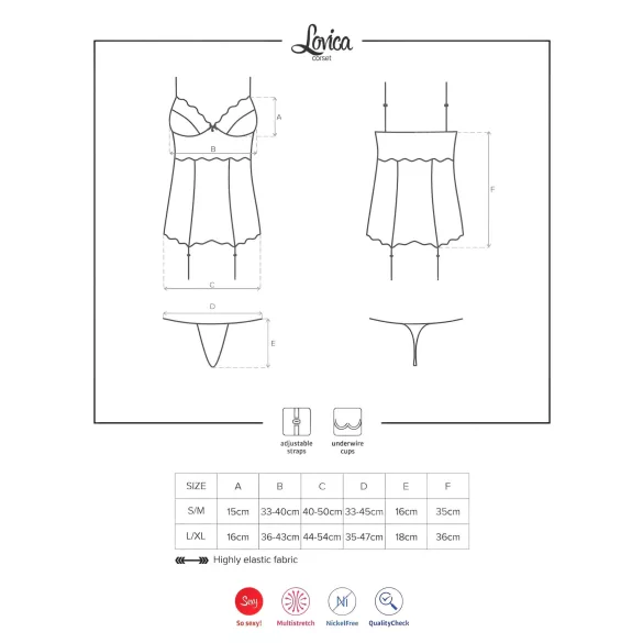 Obsessive Lovica - δαντελένιο τοπ με ζαρτιέρες και string (κόκκινο)