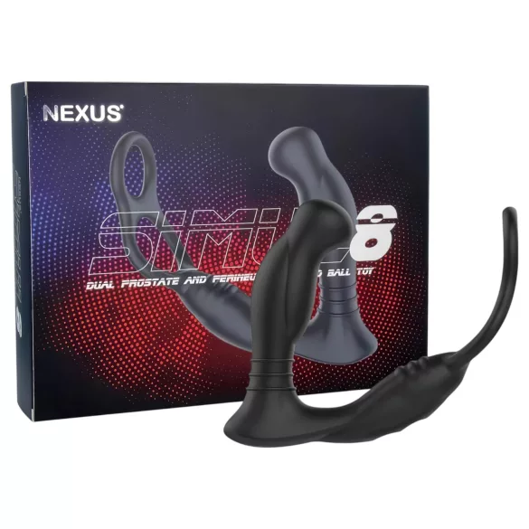 Nexus Simul8 - δονητικός δακτύλιος πέους με πρωκτικό δονητή (μαύρο)