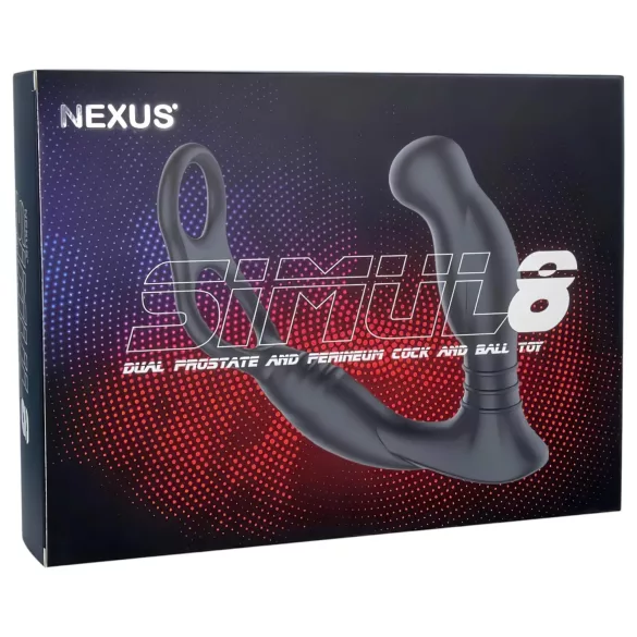 Nexus Simul8 - δονητικός δακτύλιος πέους με πρωκτικό δονητή (μαύρο)
