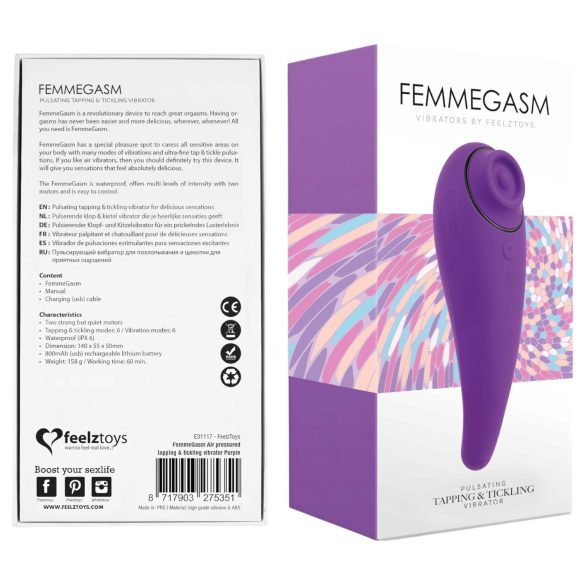 FEELZTOYS Femmegasm - επαναφορτιζόμενο 2σε1 δονητής κλειτορίδας (μωβ)