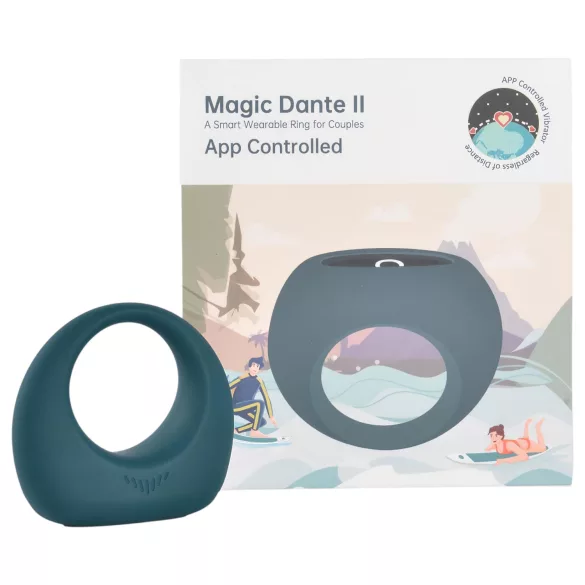 Magic Motion Dante II - Δαχτυλίδι πέους με δόνηση ελεγχόμενη μέσω εφαρμογής, για άνδρες (μπλε)