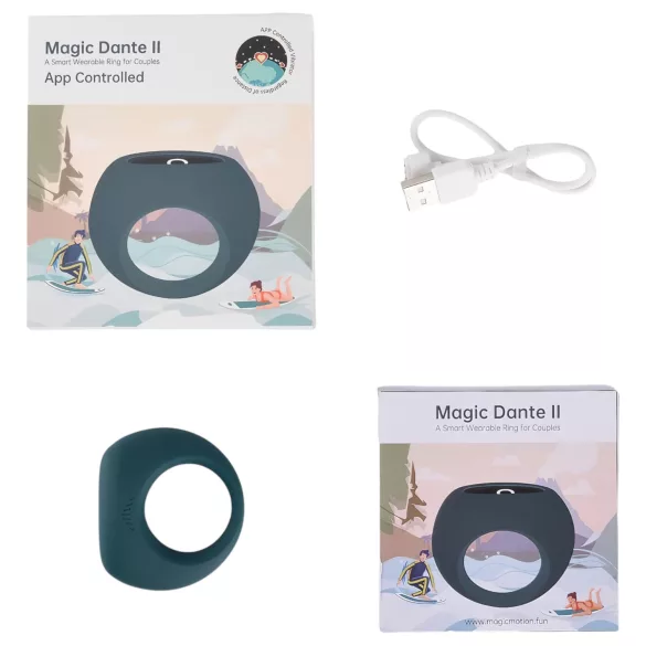 Magic Motion Dante II - Δαχτυλίδι πέους με δόνηση ελεγχόμενη μέσω εφαρμογής, για άνδρες (μπλε)