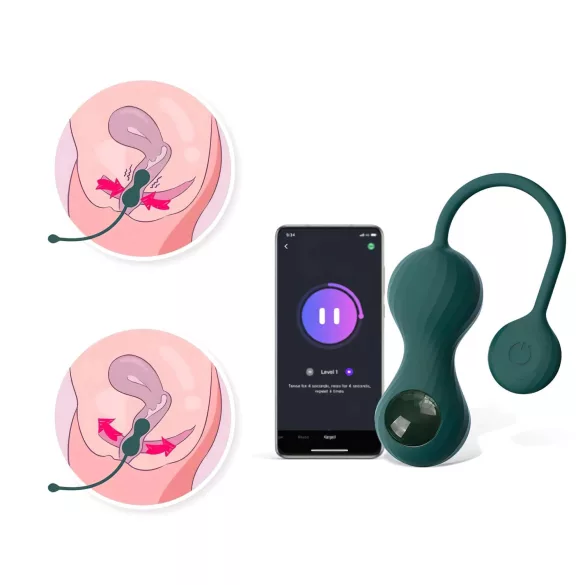 Magic Motion Crystal Duo - έξυπνες κολπικές μπάλες kegel σετ - πράσινο