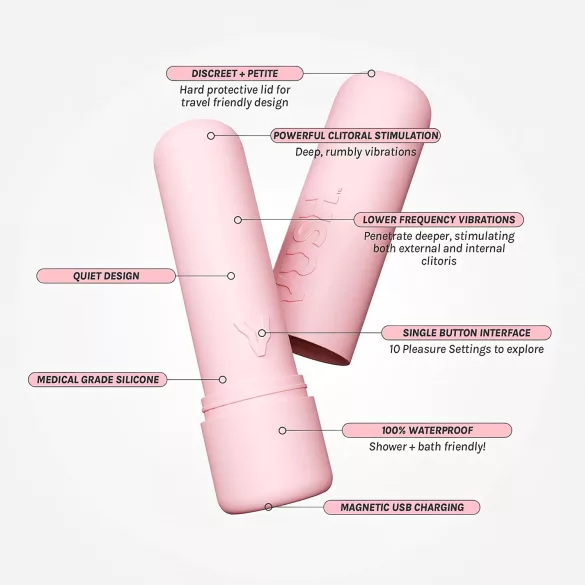 Vush Pop Gloss - δονητής mini αδιάβροχος επαναφορτιζόμενος - ροζ